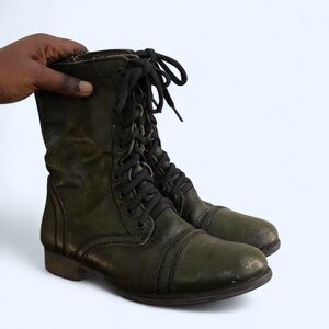 Goth Military Biker Grunge Steampunk Troopa Combat leather lace up boots Ankle